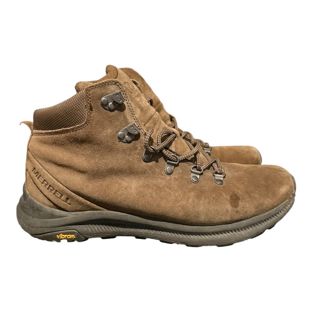Merrell Ontario Waterproof Dark Earth Brown Leather Hiking Boots Vibram Size 12 - Picture 2 of 9